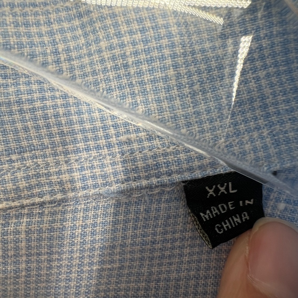 Neiman Marcus Shirt Mens XXL Linen‎ Light Blue Lightweight Breathable Summer - Picture 4 of 8